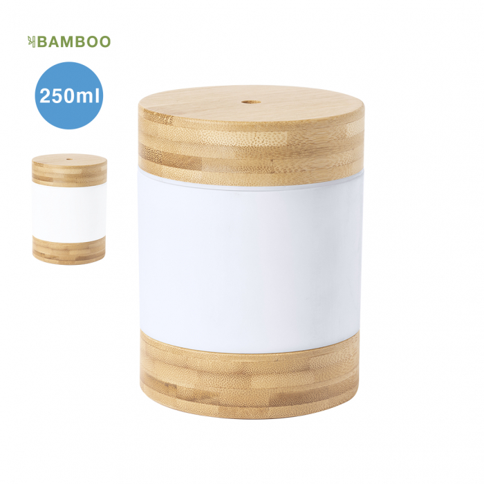Humidificador Wicket elegante y decorativo de línea nature, fabricado en combinación de bambú con resistente PC. Humidificadores promocionales personalizados. Regalos de empresa y corporativos personalizados