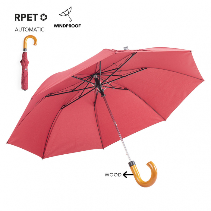 Paraguas Branit plegable de línea nature de 100cm de diámetro. Paraguas plegables promocionales personalizados. Regalos de empresa y corporativos personalizados