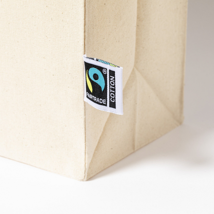 Bolsa Elatek Fairtrade de línea nature, fabricada en 100% algodón de 180g/m2 en tono natural. Bolsas compra de comercio justo promocionales personalizadas. Regalos de empresa y corporativos personalizados