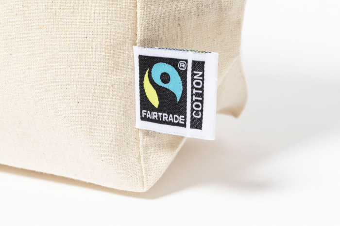 Neceser Grafox Fairtrade de línea nature, fabricado en 100% algodón de 180g/m2 en tono natural. Neceseres Fairtrade promocionales personalizados. Regalos de empresa y corporativos personalizados