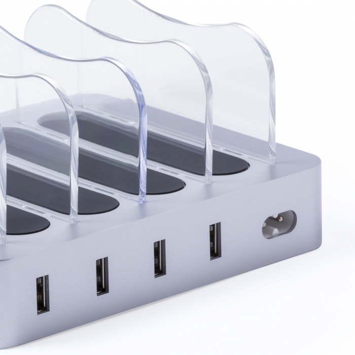 Cargador Zeeland estación de carga USB con e 6.800 mAh de capacidad de carga para alimentar simultáneamente hasta 4 dispositivos móviles. Estaciones de carga promocionales personalizadas. Regalos de empresa y corporativos personalizados