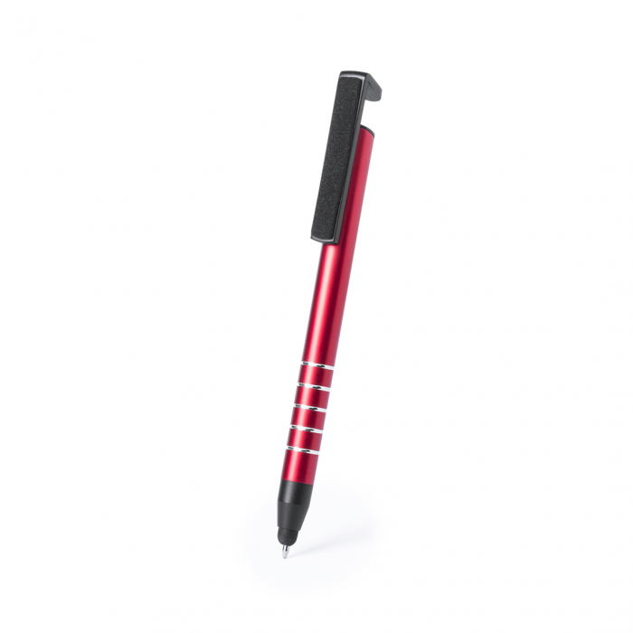 Bolígrafo Soporte Idris para dispositivo móvil y limpiador de pantalla integrado en clip. Bolígrafos soportes promocionales personalizados. Regalos de empresa y corporativos personalizados