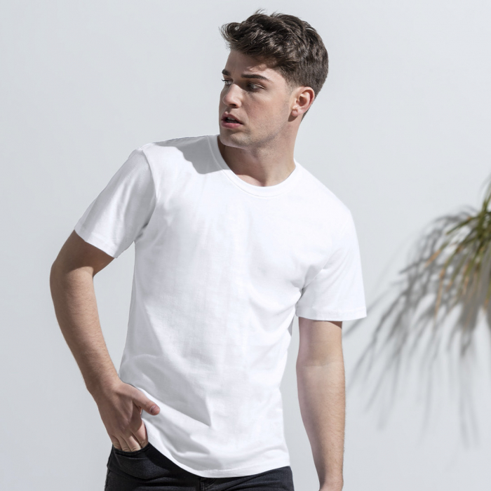 Camiseta Adulto Blanca keya MC180 en material 100% algodón de 180g/m2. Camisetas manga corta promocionales personalizadas. Regalos de empresa y corporativos personalizados