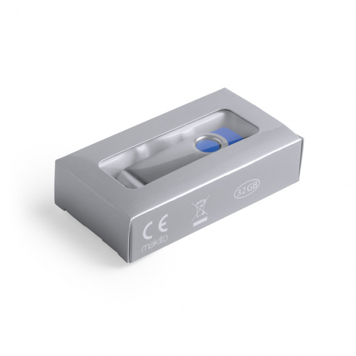 Memoria USB Yemil 32GB de capacidad, con mecanismo giratorio, cuerpo de suave acabado y clip metálico. Memorias usb giratorias promocionales personalizadas. Regalos de empresa y corporativos personalizados
