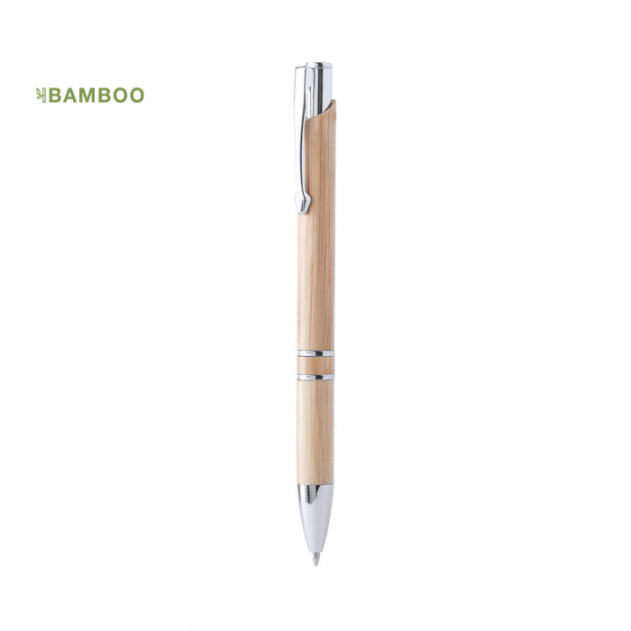 Bolígrafo Nikox de línea nature con cuerpo en madera de bambú. Bolígrafos económicos promocionales personalizados. Regalos de empresa y corporativos personalizados