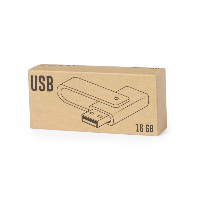 Memoria USB Haidam 16GB de capacidad, con mecanismo giratorio y acabado en suave madera de bambú. Memorias usb giratorias promocionales personalizadas. Regalos de empresa y corporativos personalizados