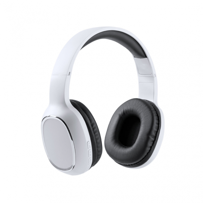 Auriculares Magnel de diadema con conexión Bluetooth® 4.2 y elegante diseño en color blanco con marco cromado. Auriculares diadema promocionales personalizados. Regalos de empresa y corporativos personalizados