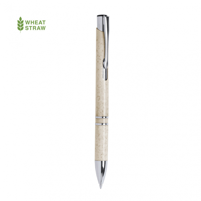 Bolígrafo Nukot de línea nature con cuerpo en caña de trigo. Bolígrafos económicos promocionales personalizados. Regalos de empresa y corporativos personalizados