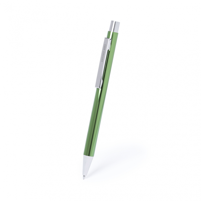 Bolígrafo Sultik de Antonio Miró con cuerpo en aluminio de variada gama de vivos colores y en color plateado. Bolígrafos de aluminio promocionales personalizados. Regalos de empresa y corporativos personalizados