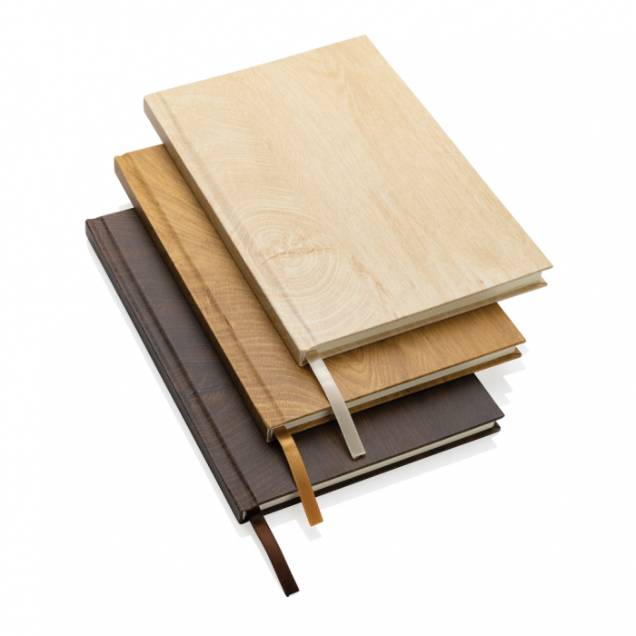 Libreta A5 con estampado de madera Kavana. Blocs de notas y cuadernos de tapa dura promocionales personalizados. Regalos de empresa y corporativos personalizados.
