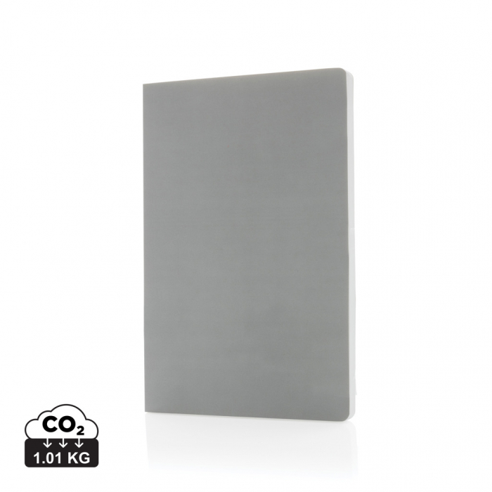 Libreta de papel de piedra de tapa blanda Impact A5. Cuadernos A5 ecológicos promocionales personalizados. Regalos de empresa y corporativos personalizados.