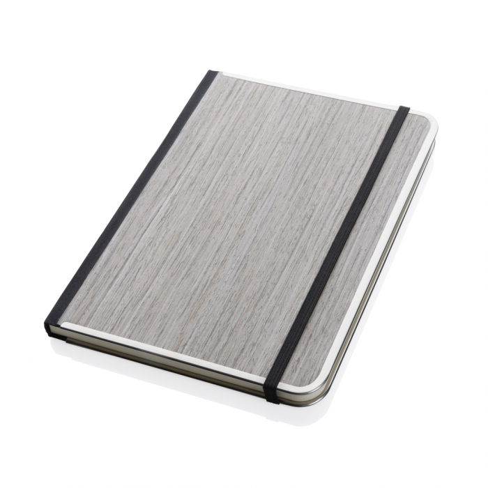 Cuaderno de lujo Treeline A5 con tapa de madera. Blocs de nota con goma de lujo promocionales personalizados. Regalos de empresa y corporativos personalizados.