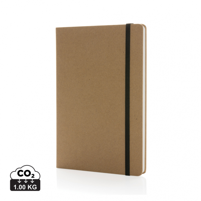 Cuaderno A5 de papel kraft y piedra reciclado Craftstone. Blocs de notas con goma promocionales personalizados. Regalos de empresa y corporativos personalizados.